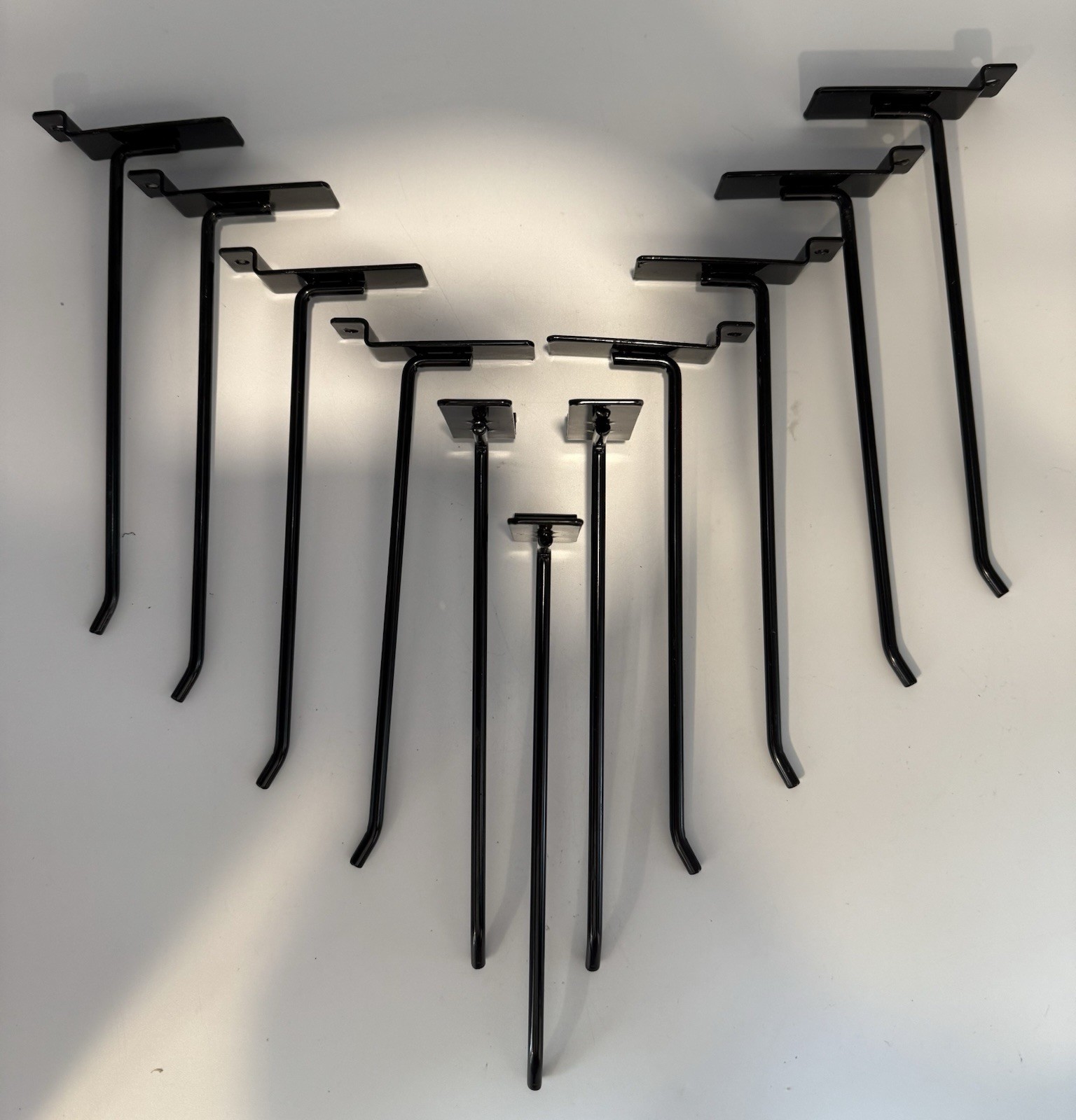 Lot of 11 Individual Slatwall Hooks Heavy Duty Display Hangers Black