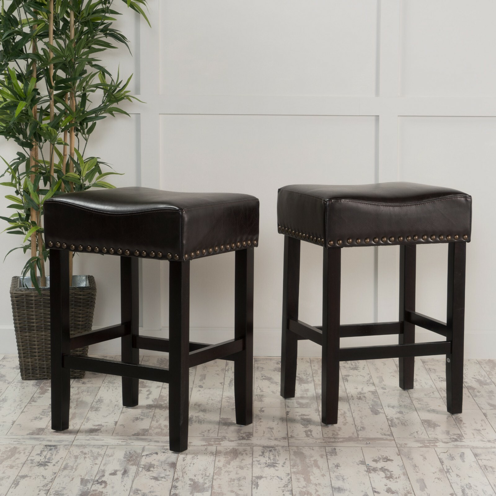 Chantal 26-Inch Black Leather Counter Stool (Set of 2)