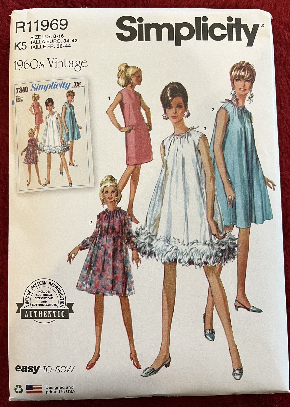 SIMPLICITY R11969, Size 8-16, DRESSES  1960’s Retro, Vintage, UNCUT