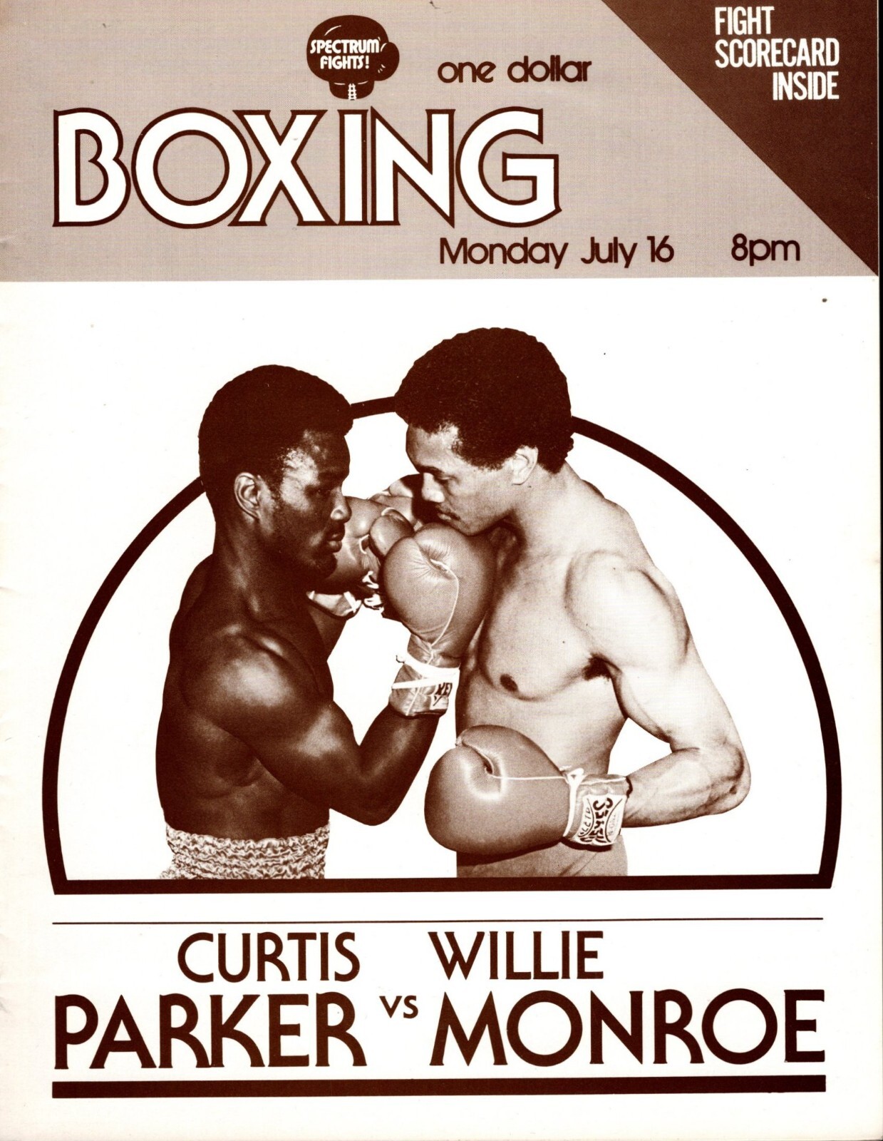 1979 Spectrum Boxing Program Willie Monroe v Curtis Parker Jerry The Bull Martin