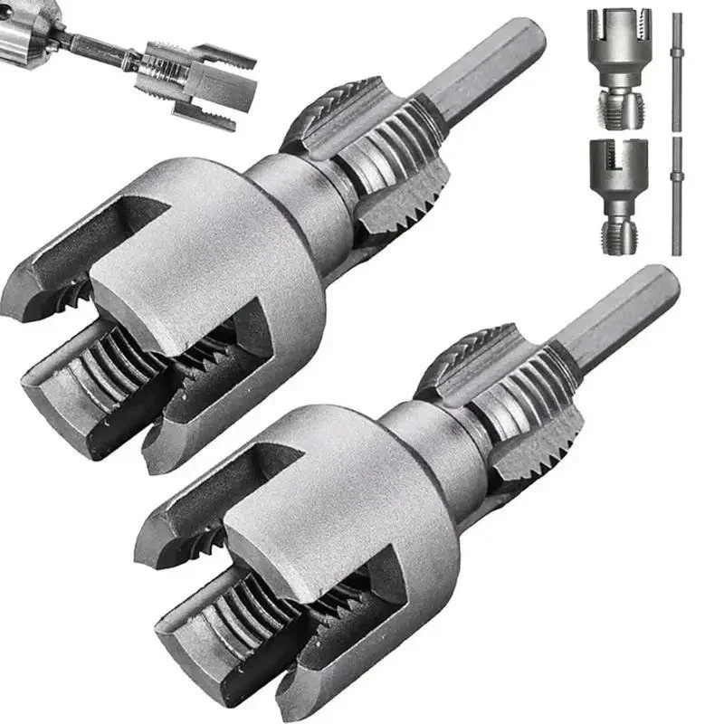 2Pcs 1/2''&3/4'' Water Pipe Integrated Internal & External Pipe Threading Tool