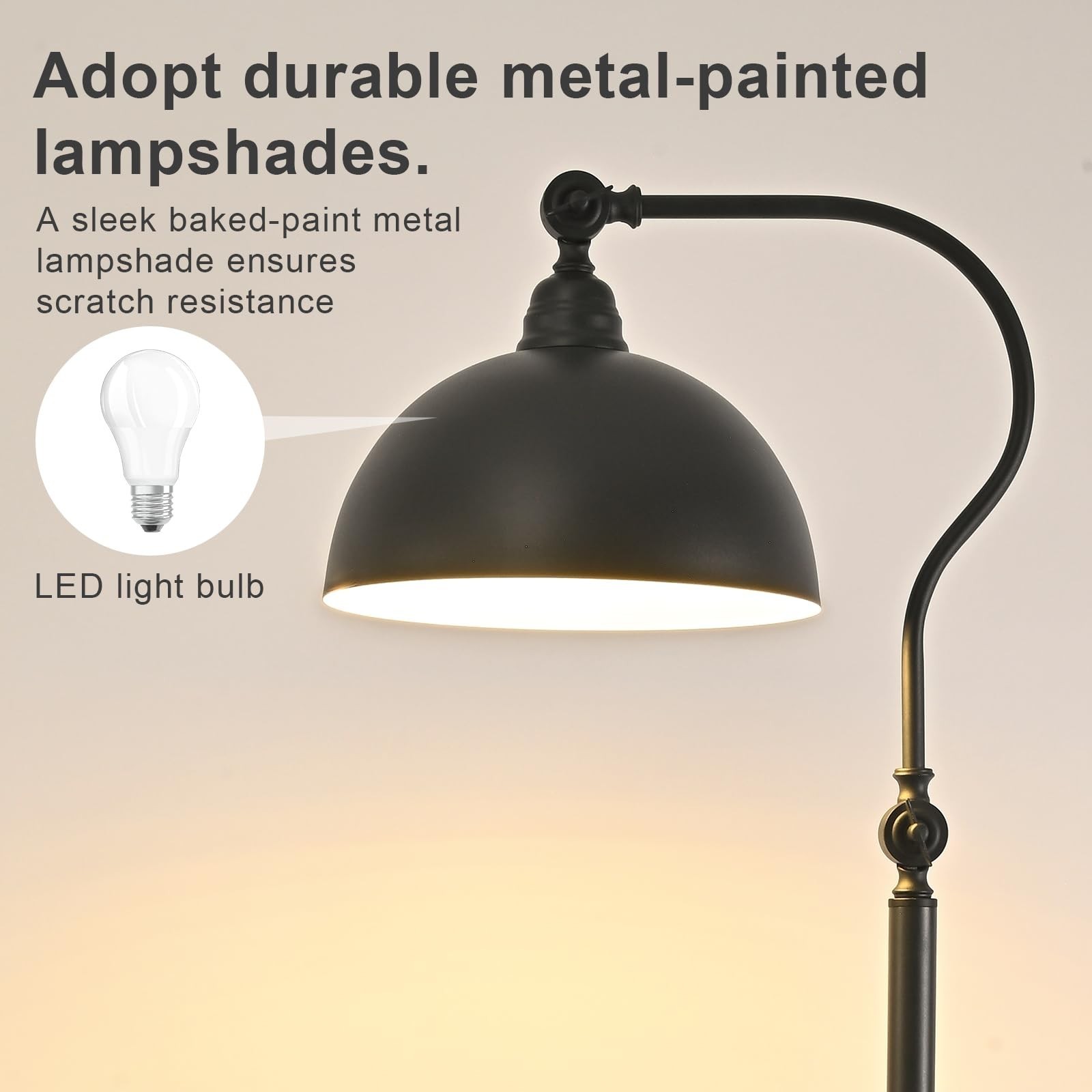 Bright Reading Floor Lamp with Remote Control and Bluetooth Dimming,Rustic Vi...
