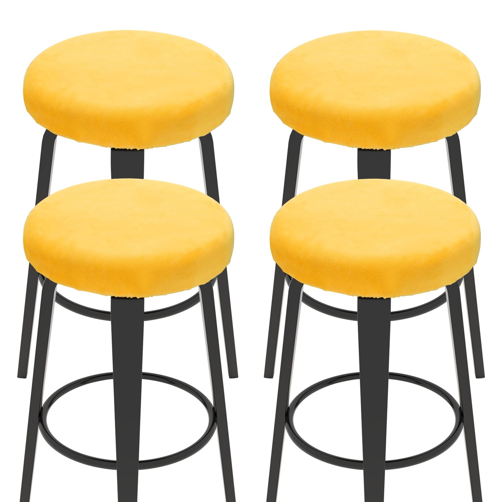 4 Pcs Bar Stool Covers, 10-14" Round Stool Covers with Elastic Band, Yellow