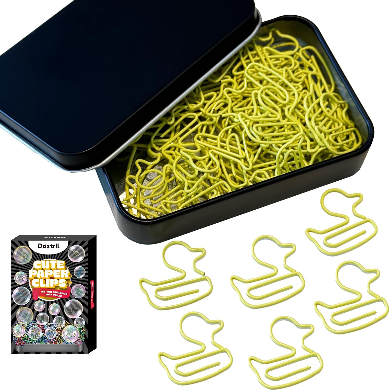 Daxtril Cute Paper Clips, 60PCS Duck Shaped Paper Clips Bookmarks, Small Gifts f