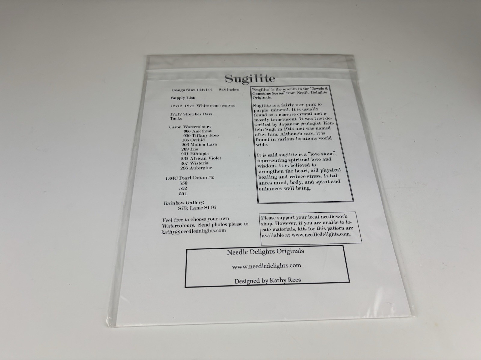 Needle Delights Originals Sugilite Needlepoint Pattern 1S