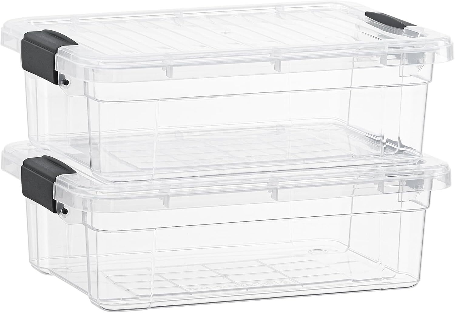 Superio Clear Storage Bins with Lids, 2 Pack- Plastic Storage Boxes - 1.25 Quart