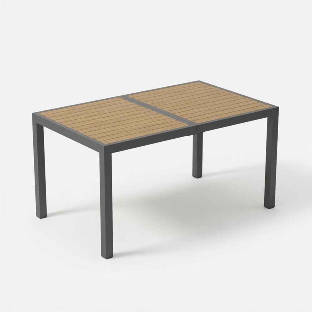 59" Grey Aluminum Rectangle Patio Table Outdoor Dining All Weather