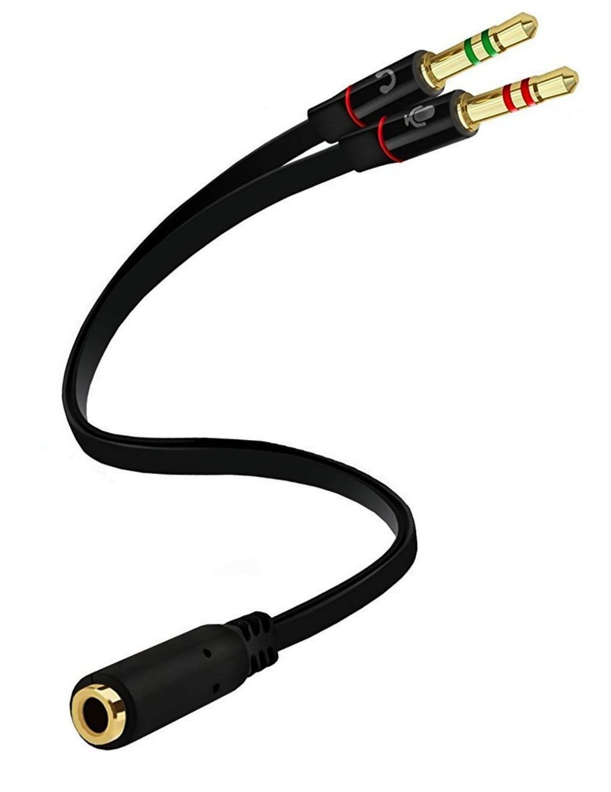 D & K Exclusives Headphone Splitter For Computer 3.5mm 4.8 inches, Black