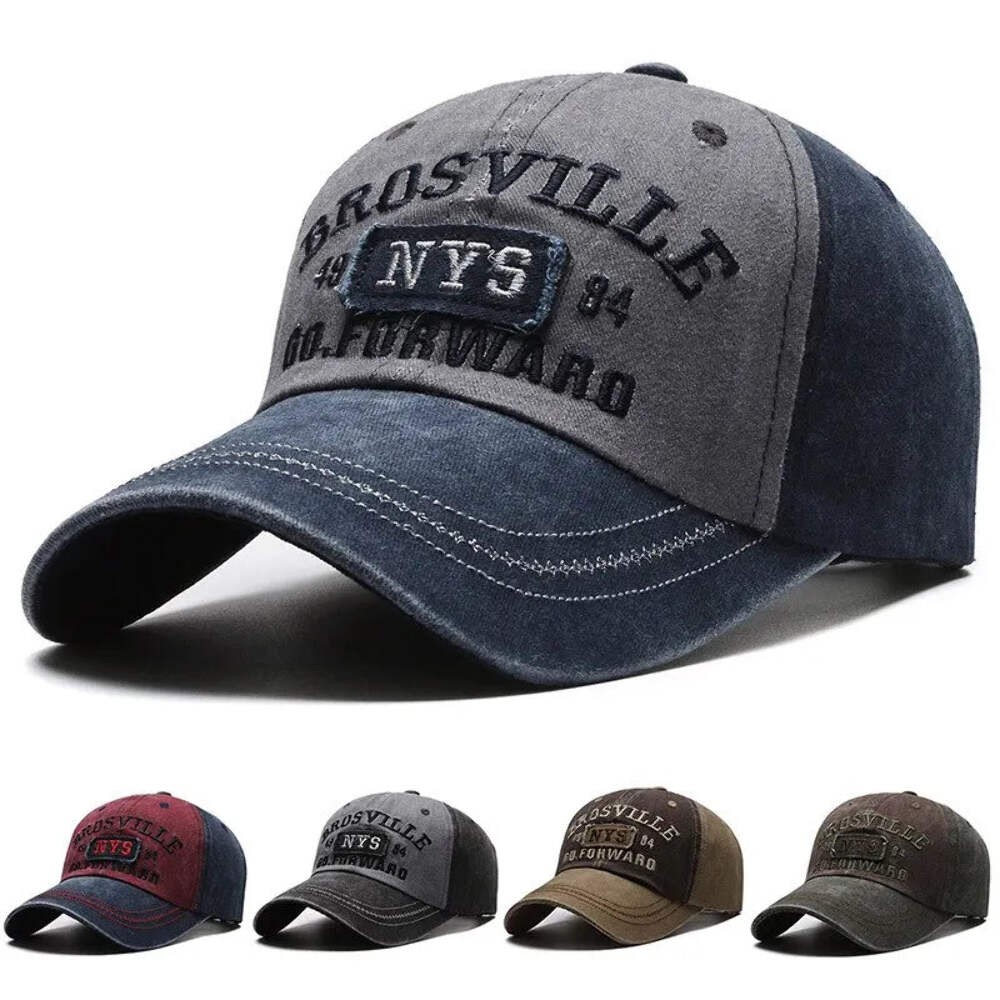 Distressed Washed Cotton Baseball Cap Men Letter Embroidered Sun Protection Hat