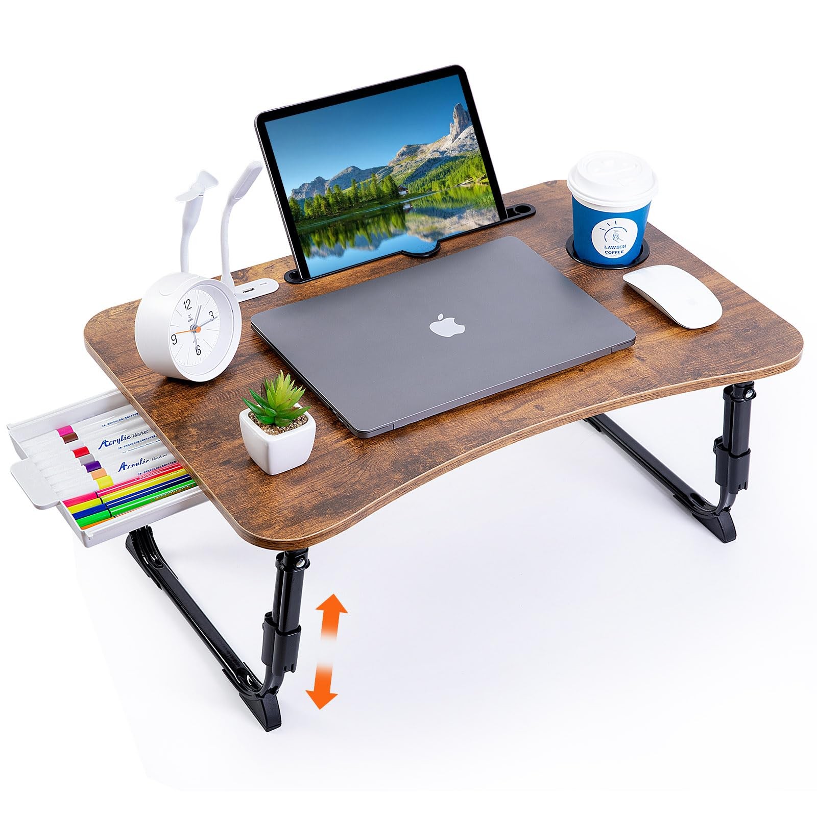 Laptop Desk for Bed, Height Adjustable Laptop Bed Table, Foldable Portable La...
