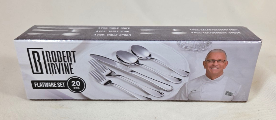 NEW - Robert Irvine 20 Pc. Flatware Set Utensils Fork Knife Spoon