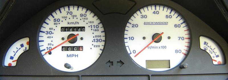 Lockwood Peugeot 106 145MPH with Rev Counter - no Oil Gauge WHITE (R) Dial Kit