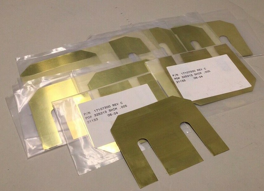 Axcelis Type 17107300 Brass Shim .005 Thickness (Pack Of 10)