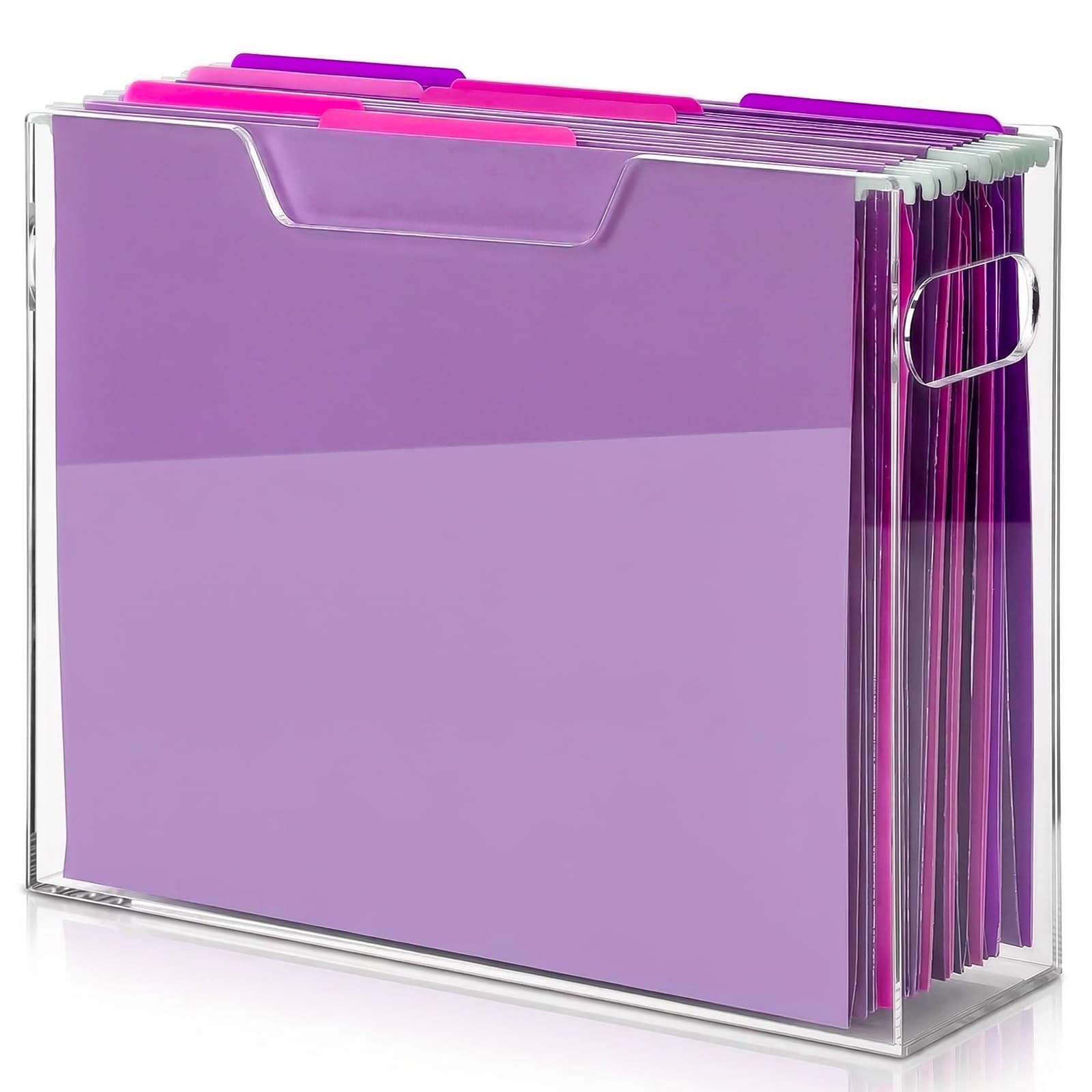 Clear Acrylic Hanging File Organizer with Handles, Portable File Folder Organ...