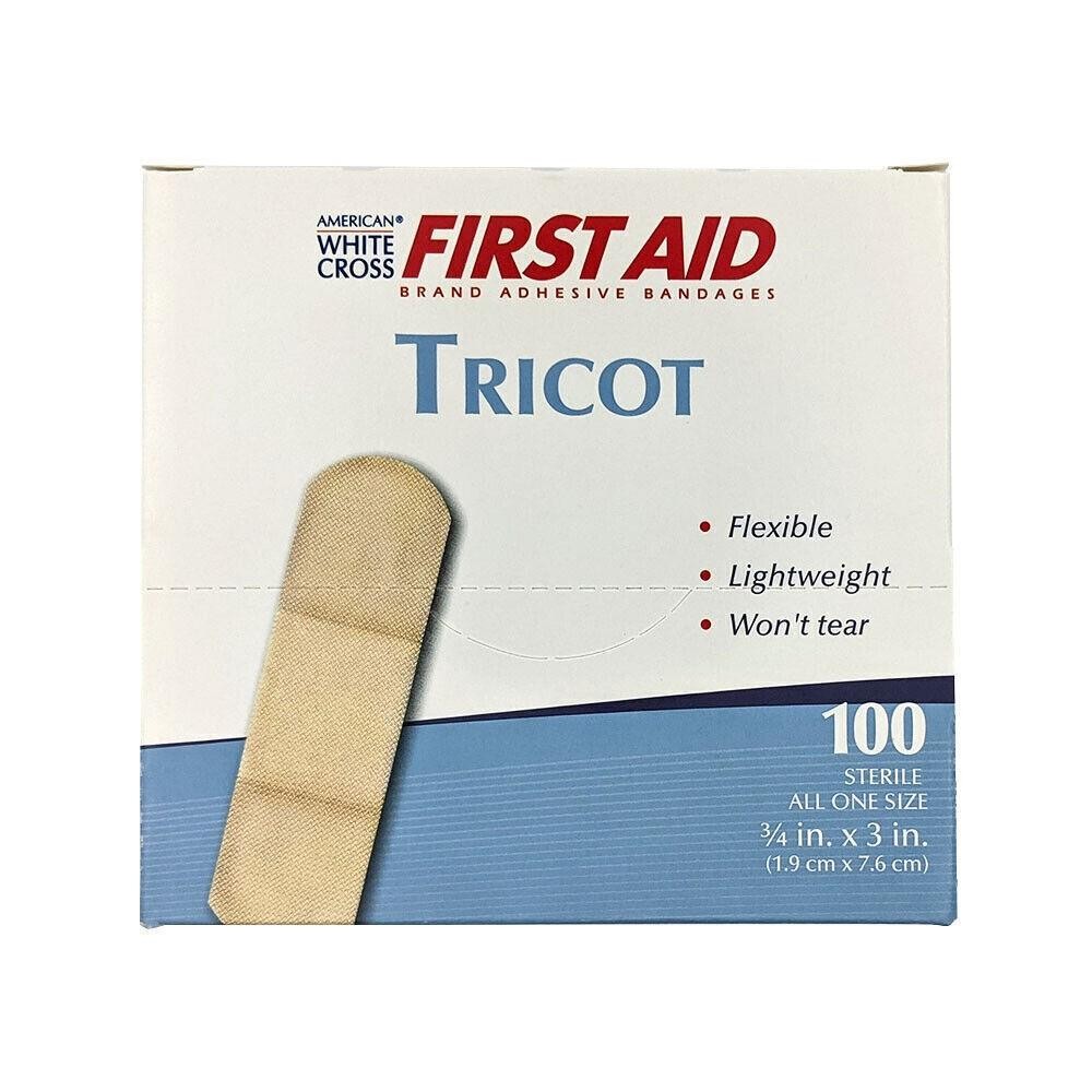 3/4" x 3" Strip Tricot Bandages Sterile Flexible 100 per Box (4 Boxes) MS27210