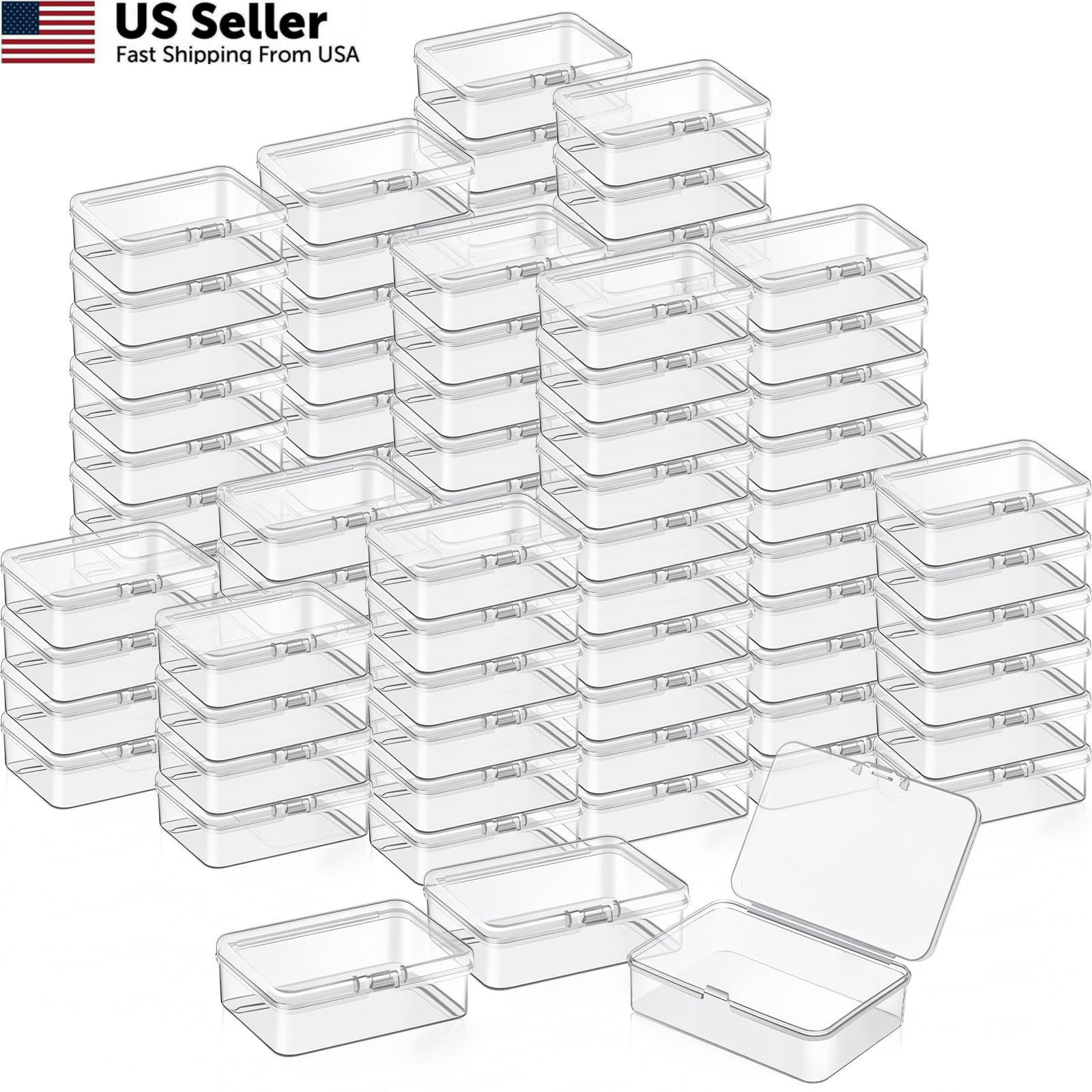 SATINIOR 100 Pcs Clear Plastic Beads Storage 3.27 x 2.13 x 1.02 Inch, clear