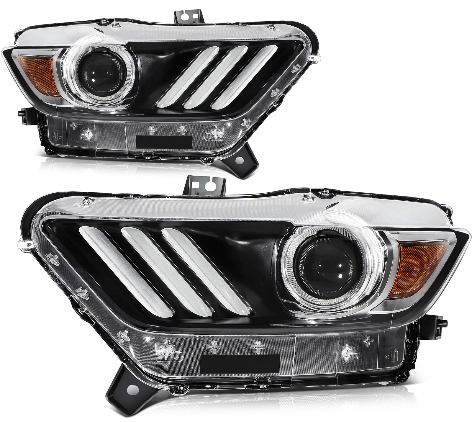 Pair Headlights Assembly For 2015-2016 2017 Ford Mustang w/Projector HID Xenon