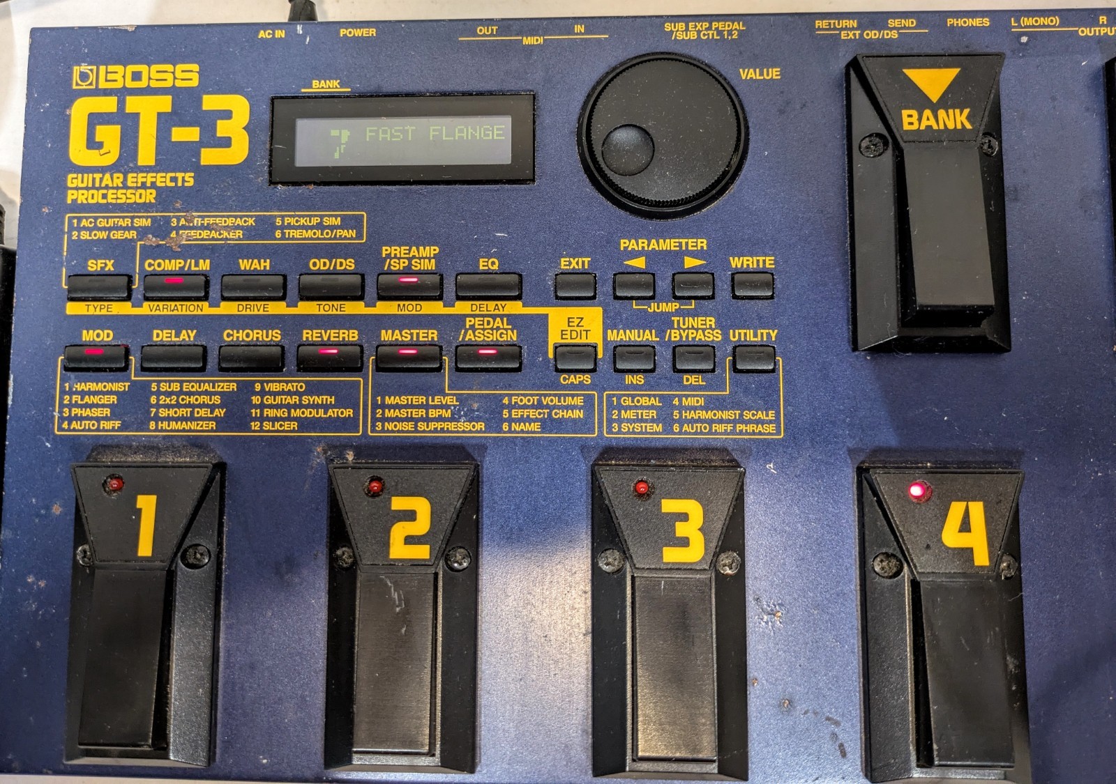 BOSS GT-3 Guitar Effects Processor Multiple Effects Pedal Powers Up Parts Repair