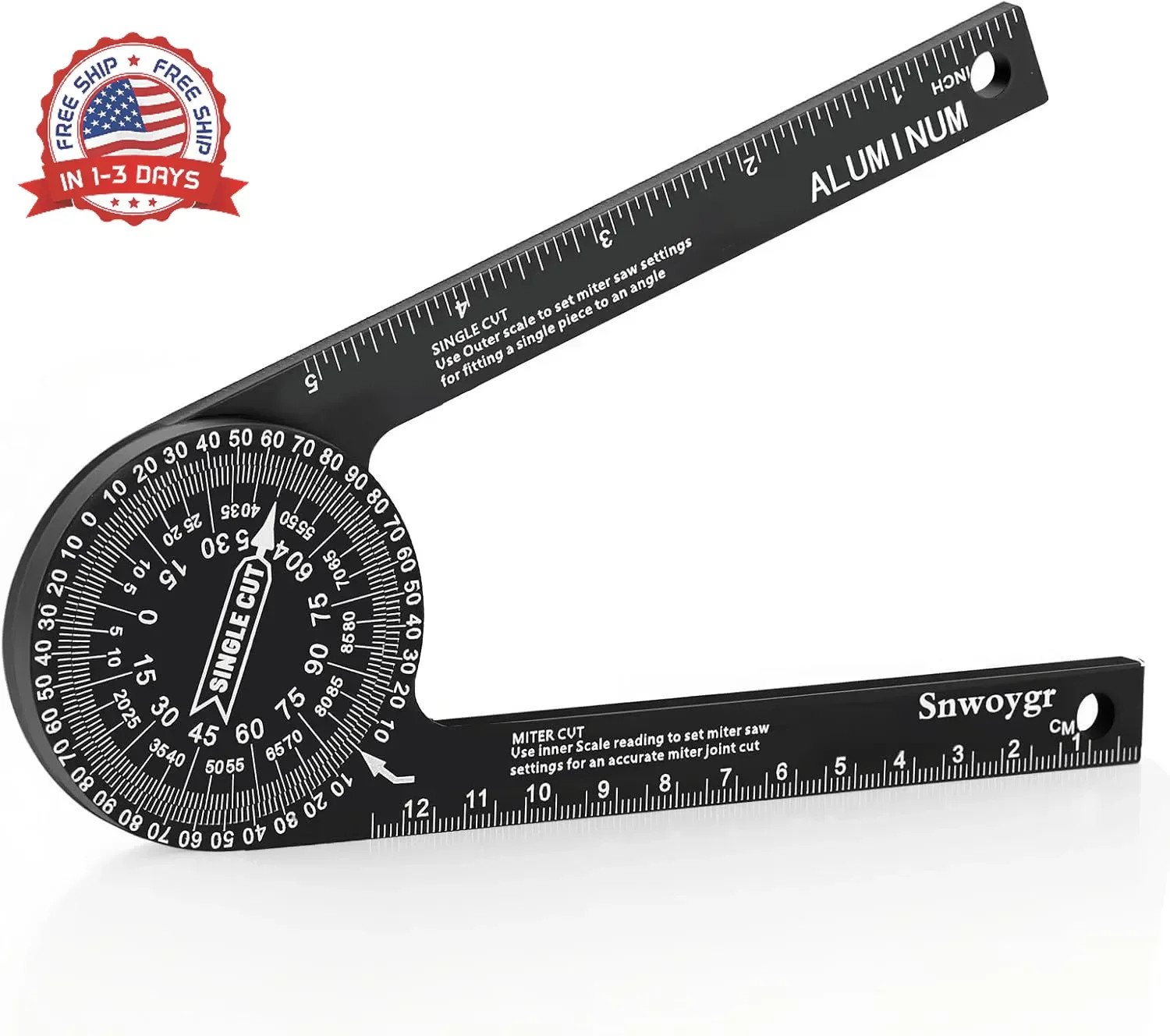 7 Inch Aluminum Miter Saw Protractor, Professional Angle Measuring Tool, Comes w