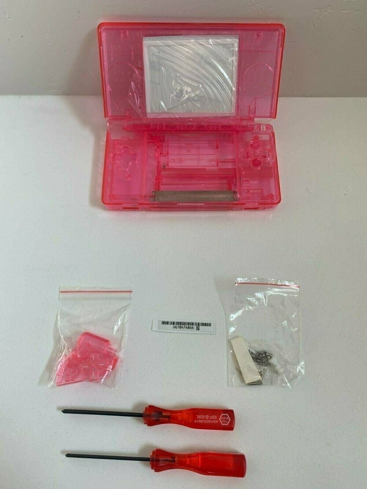 Replacement Housing for Nintendo DS Lite Glass Lens Shell Clear Pink