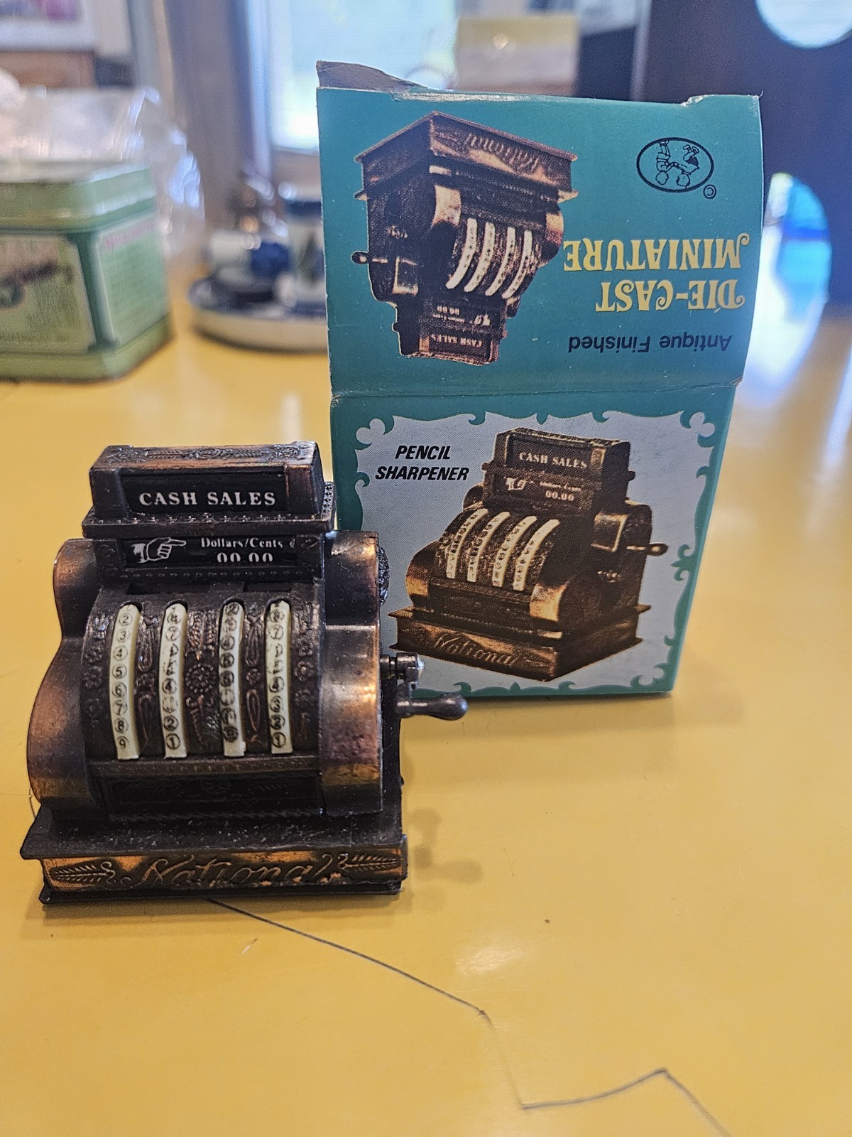 Vintage Antique metal cash register pencil sharpener made in Hong Kong 70’s?