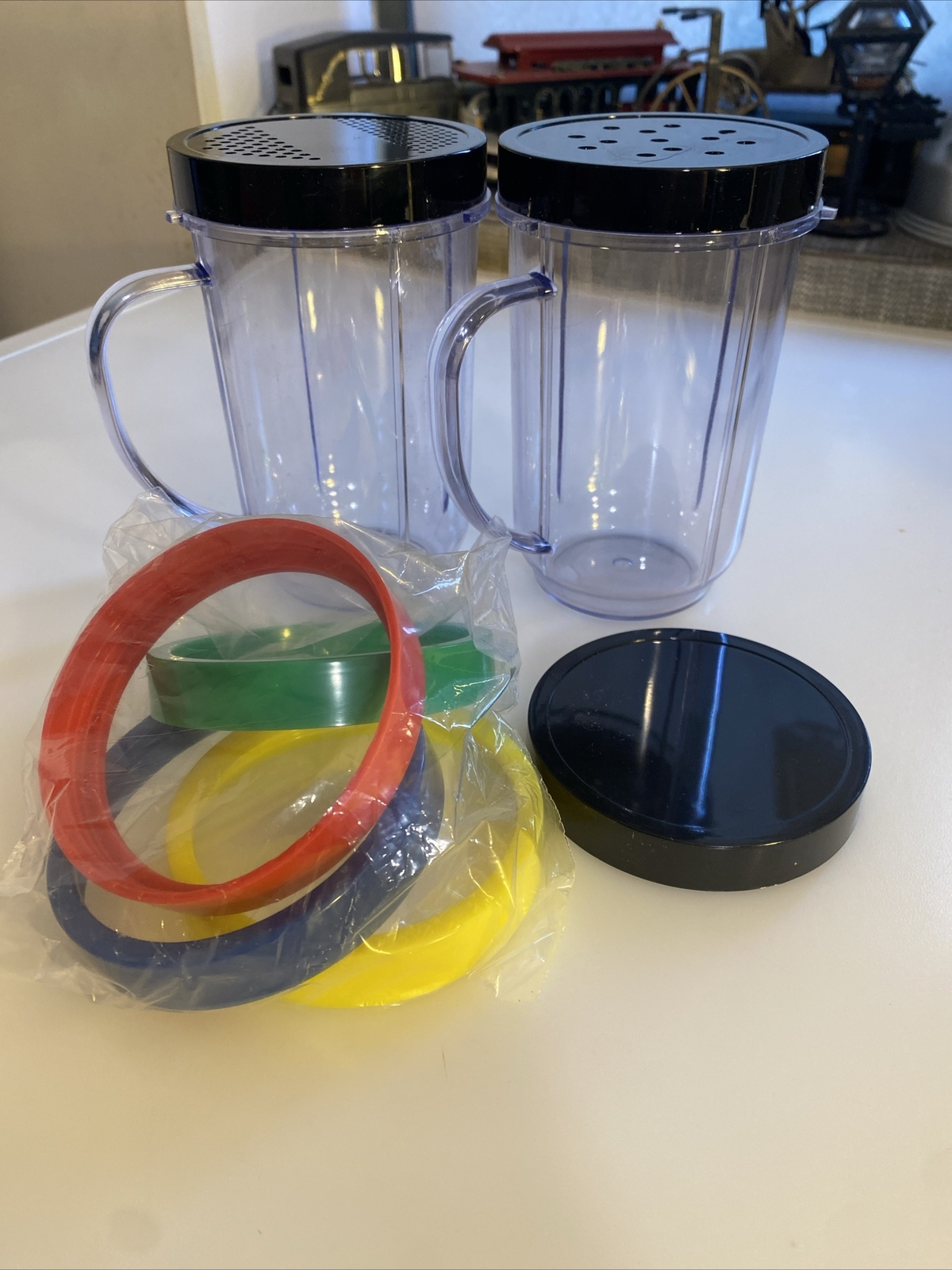 Blender Bullet 2 Replacement Cups for Bullet Blender  With Color Rims h29f