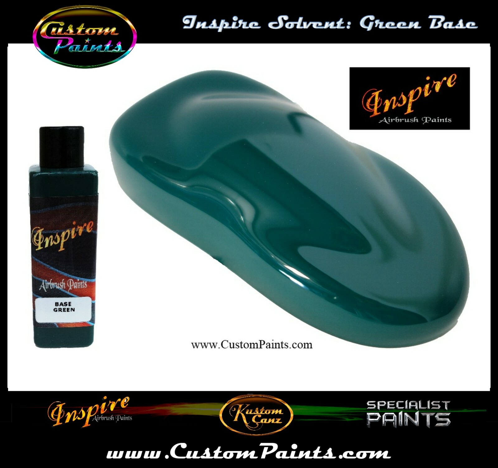 INSPIRE GREEN BASE AIRBRUSH 4oz (SOLVENT), CUSTOM PAINT, HOK, ARTIST, MOTORCYCLE