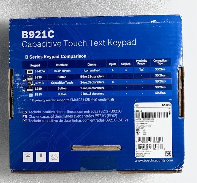 Bosch B921C Capacitive Touch Text Keypad - FACTORY SEALED