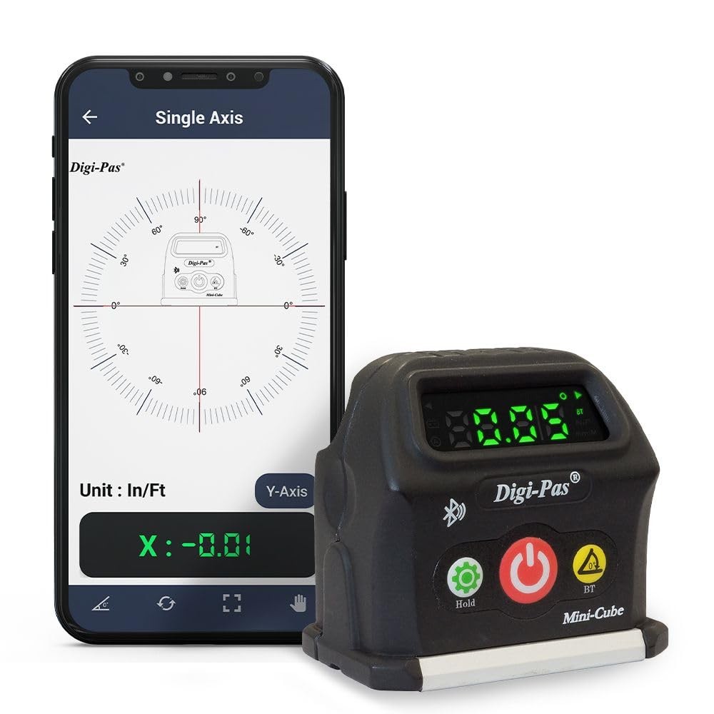 Digi-Pas 2-Axis Smart Cube Level, DWL-90PRO, WIRELESSLY displays Small, Black