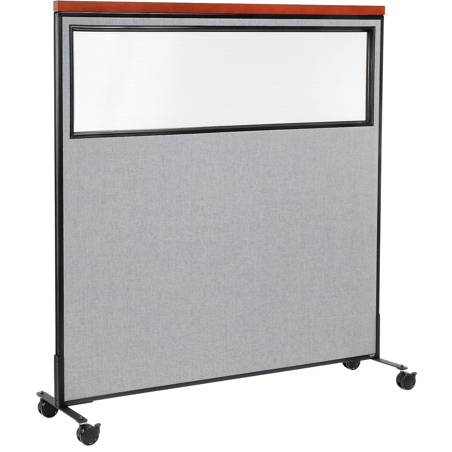 60-1/4"W x 64-1/2"H Mobile Deluxe Office Partition Panel with Partial Window