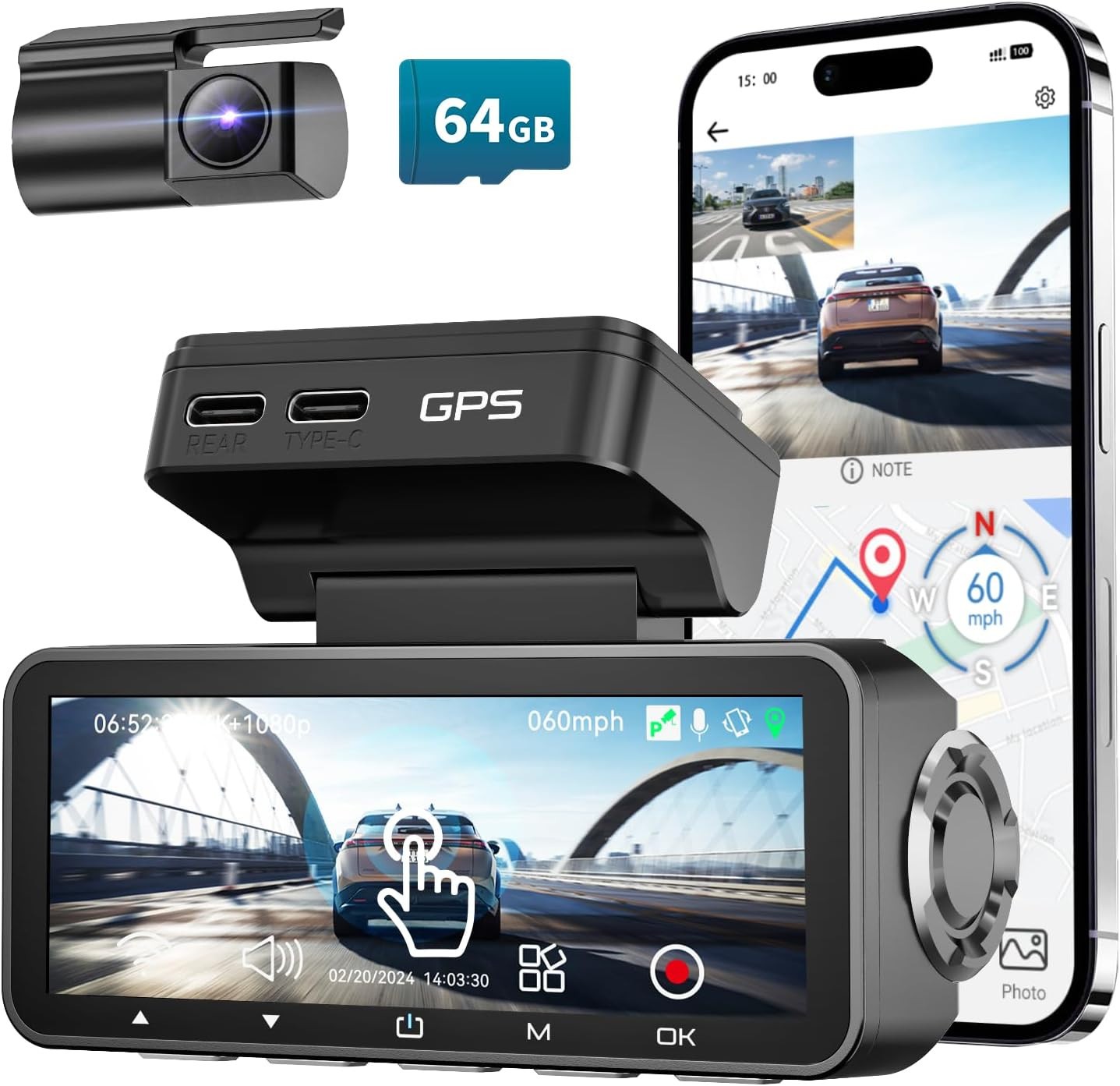 FocuWay D4 DUO Dash Cam, Front & Rear, IMX415 Sensor, 4K, Loaded w/ Features