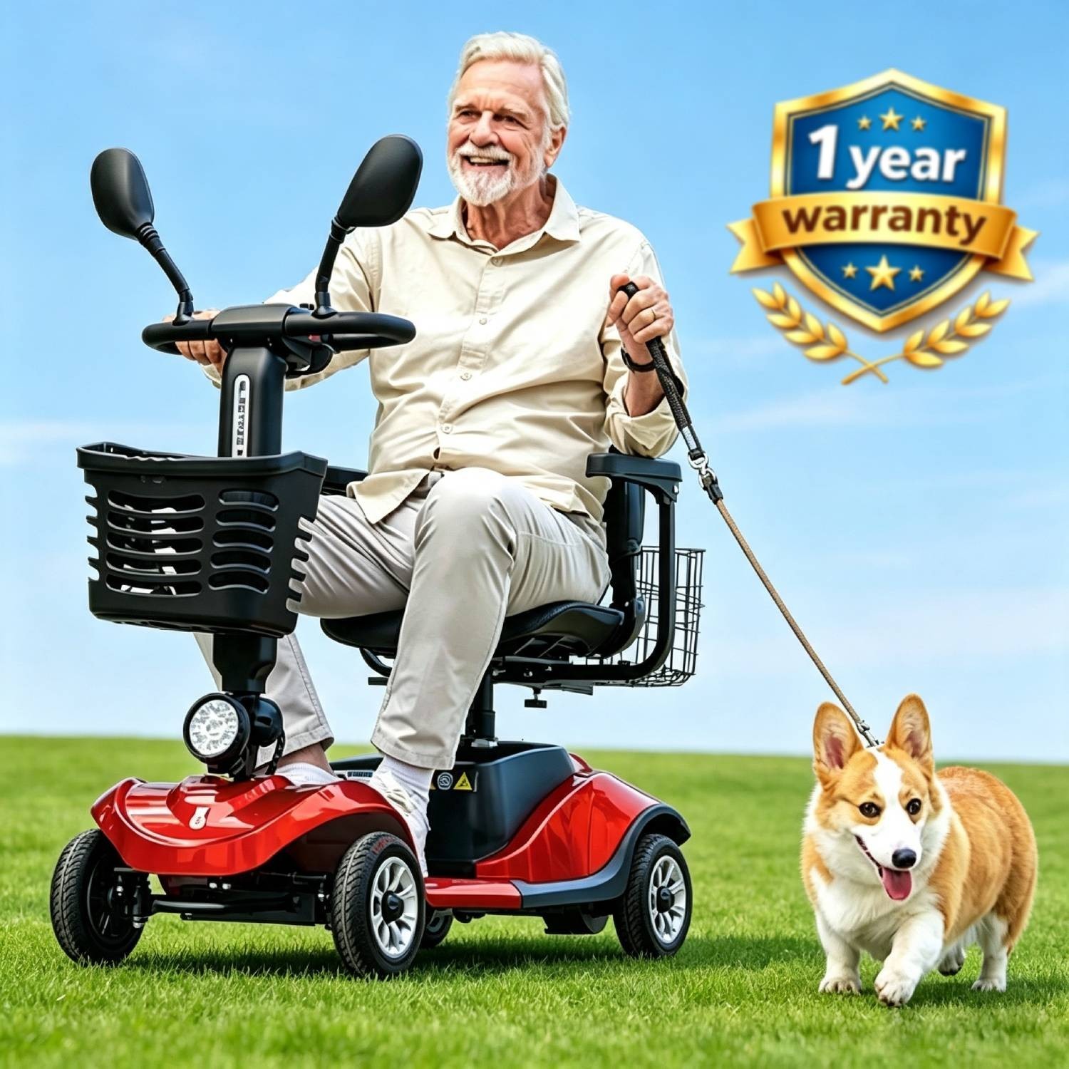 4 Wheels Mobility Scooter Electric Big Space Overweight 350Lbs Adult Rear Mirror