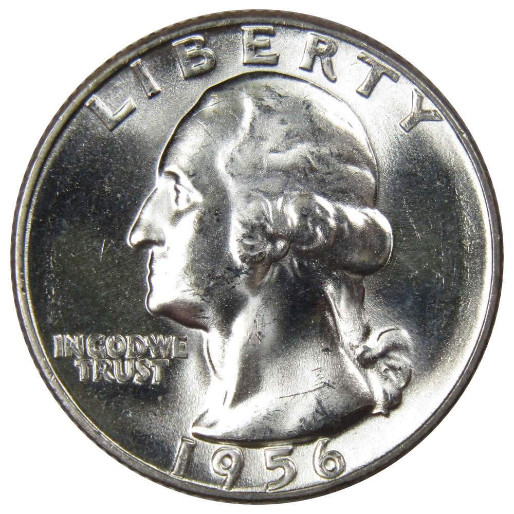 1956 Washington Silver Quarter Uncirculated Mint State 25c Coin