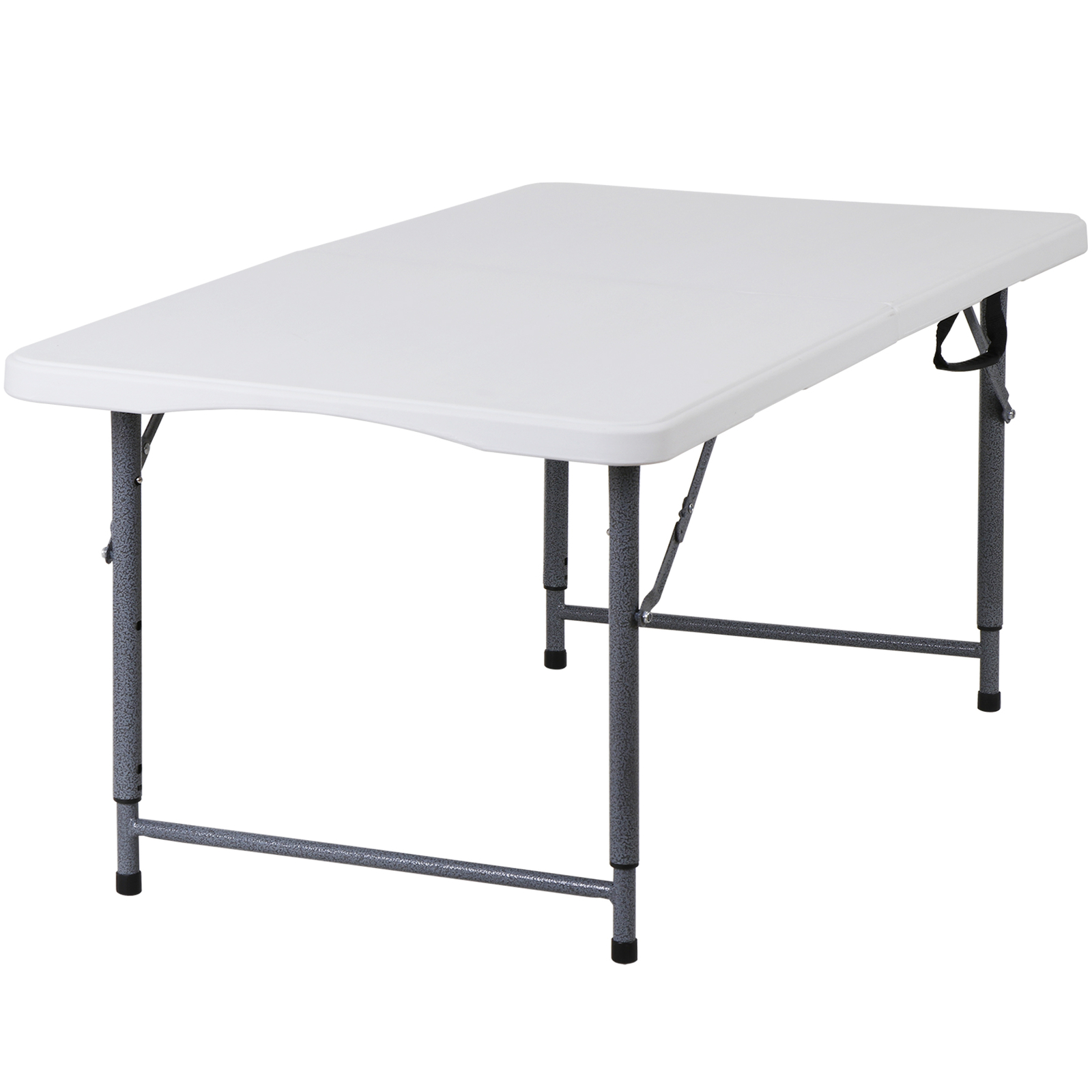 4ft Folding Table Foldable Legs & Adjustable Height Utility Camping Table White