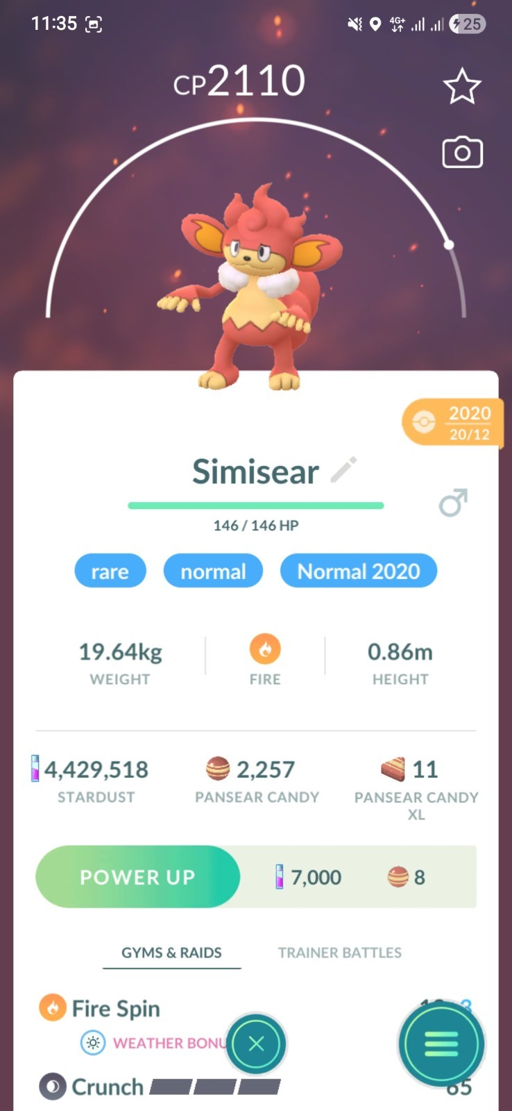 Simisear ( Pansear Evolution ) Pokemon Fast Same Day Go