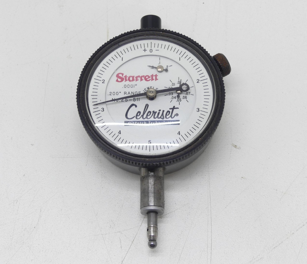 Starrett No. 25-511 Dial Indicator 0.0001" .200" Range Celeriset