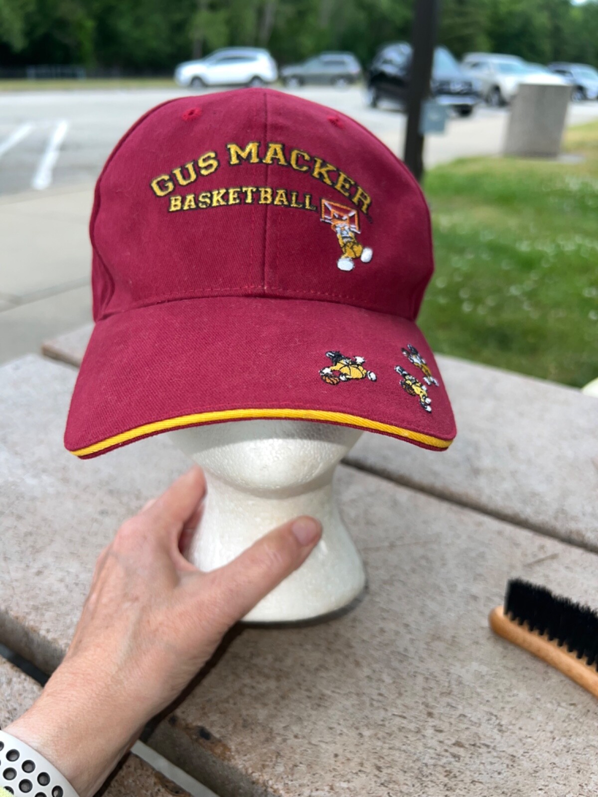 Gus Macker Basketball Maroon Yellow/Orange Black Hat Cap Hook Loop embroidered