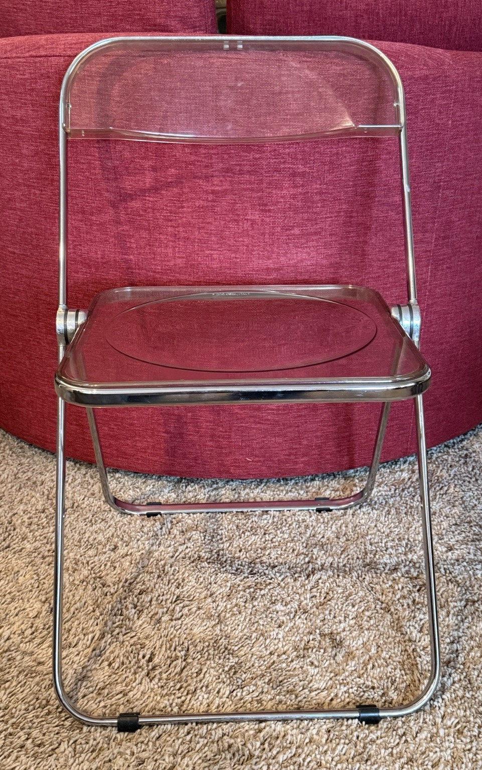 Anonima Castelli Plia CLEAR & SILVER,  Folding Chair, Giancarlo Piretti, ITALY