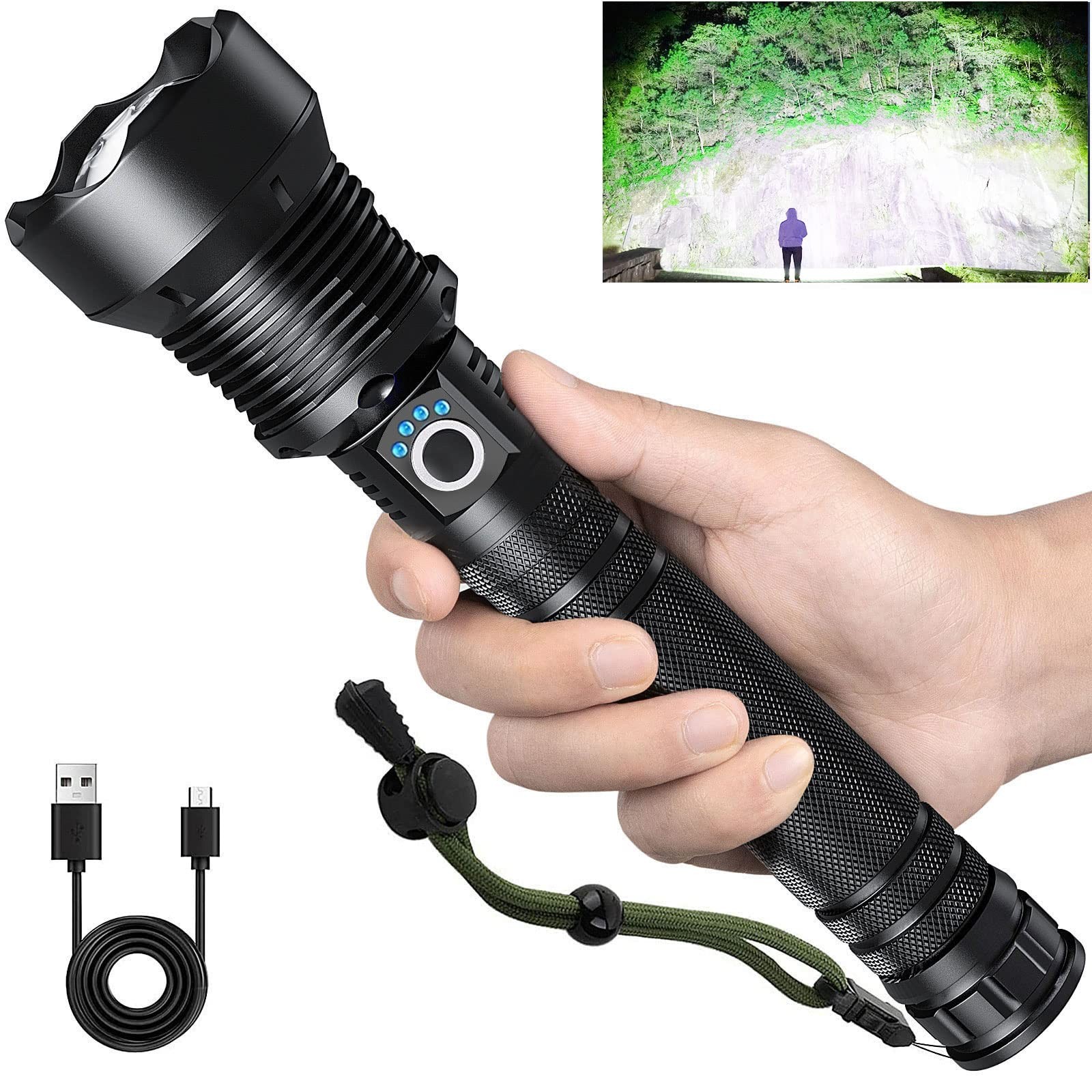 Rechargeable Flashlights 990,000 Lumens, Super Bright Led Flashlight H