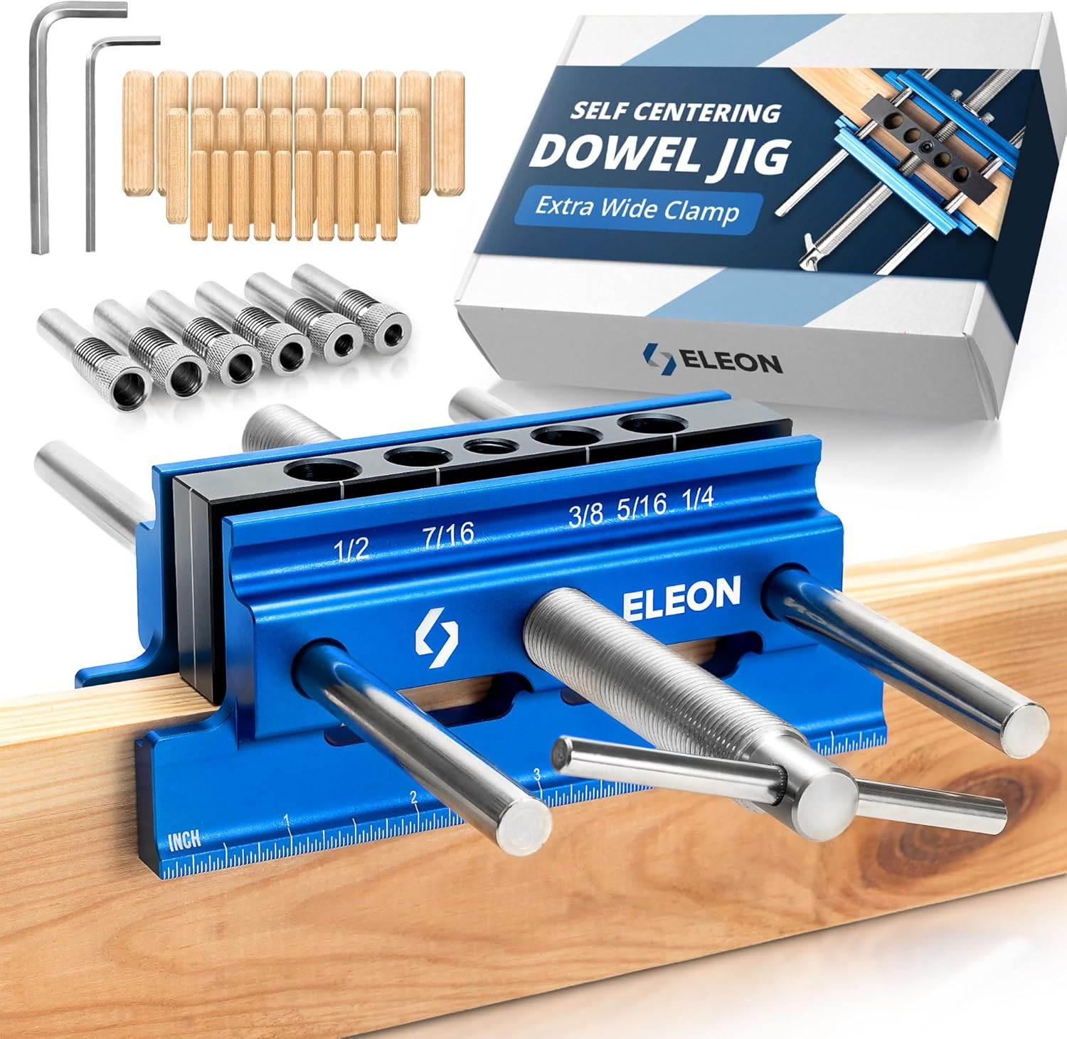 Self Centering Dowel Jig Aluminum Drill Guide Extra Wide Clamp 6.7" Woodworking
