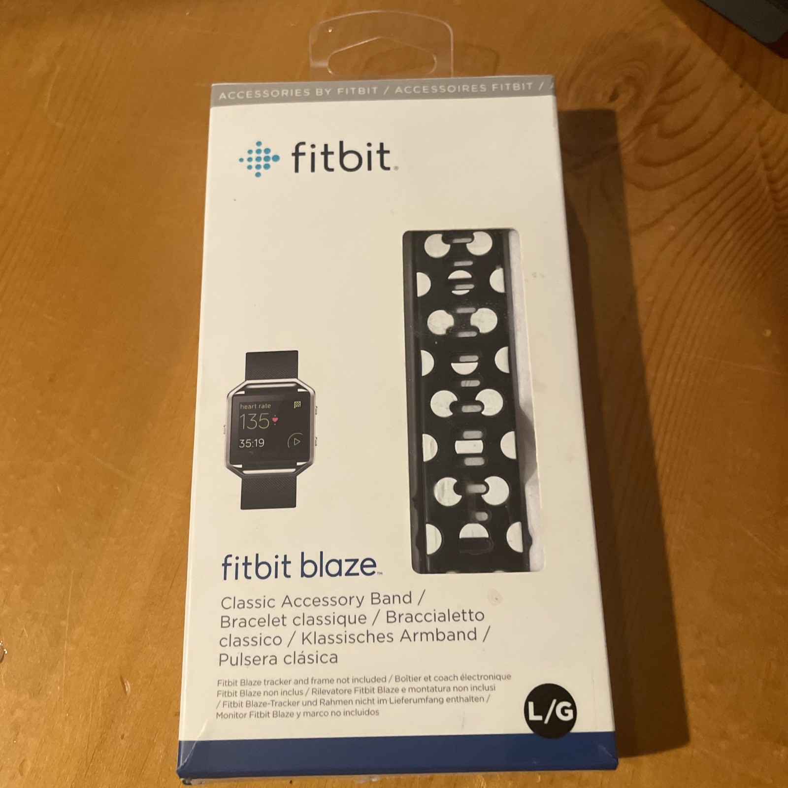 Fitbit Blaze Classic Accessory Band  Size Large Black White Polka Dots Open Box
