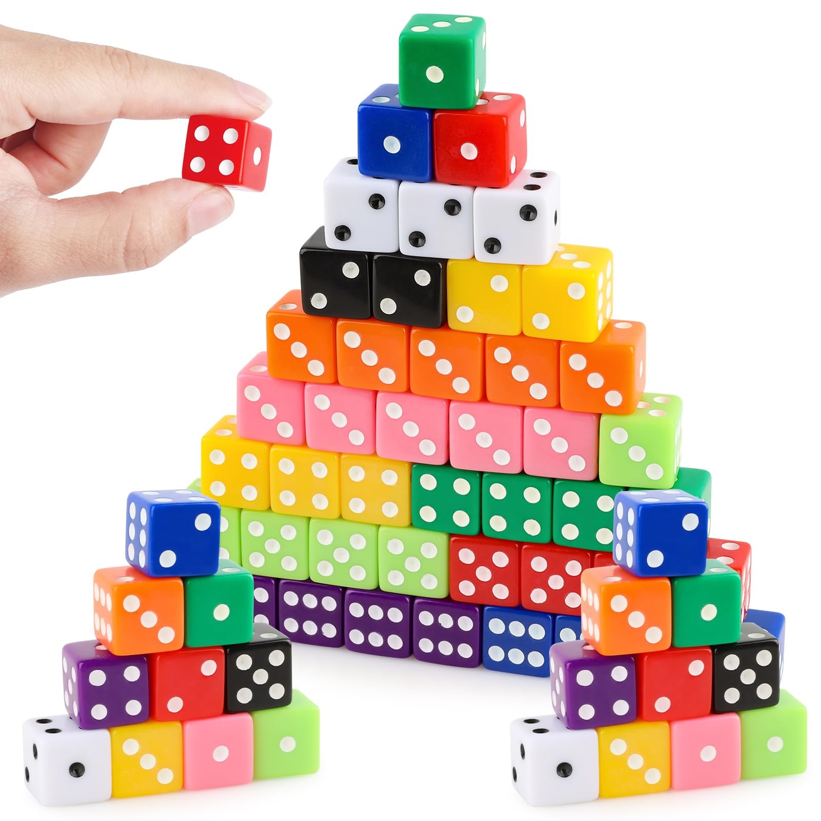 50 Pieces Colored Dice Set 16mm Standard Game Dices Acrylic 6 Sided Colorful ...
