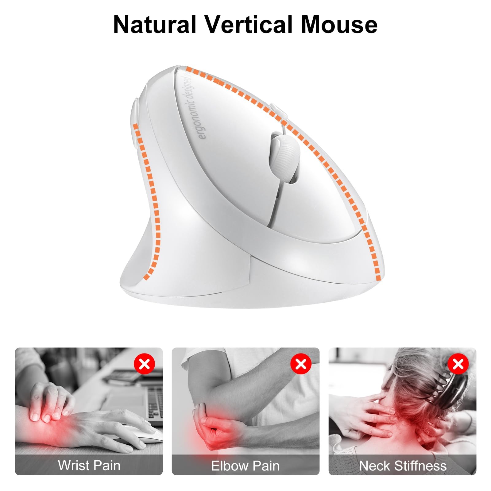 2.4G Wireless Left Handed , Ergonomic Left Hand Vertical for Small Medium Han...