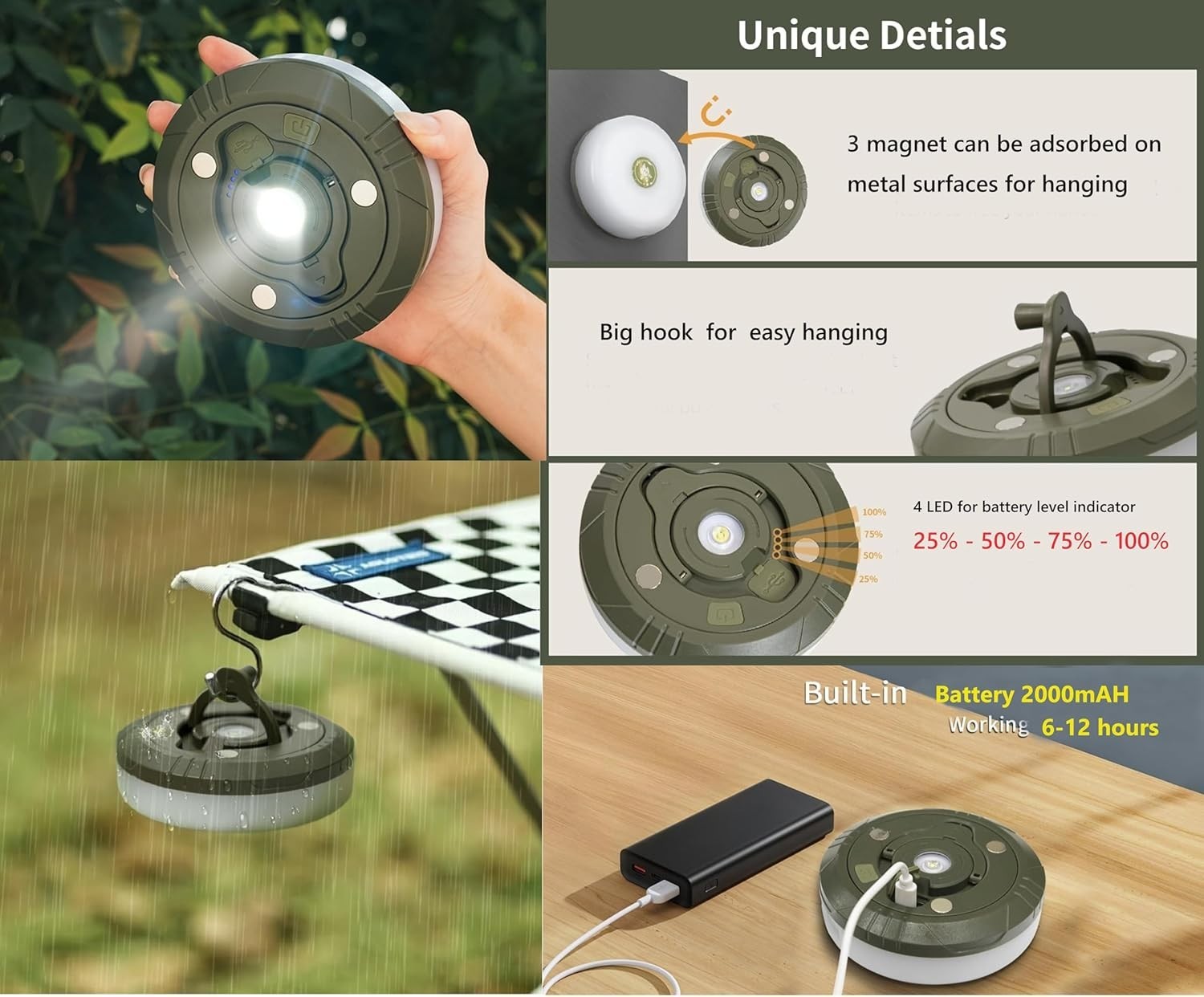 Camping String Lights,Camping Essentials Gear 32.8FT Lamp Lights Waterproof, ...