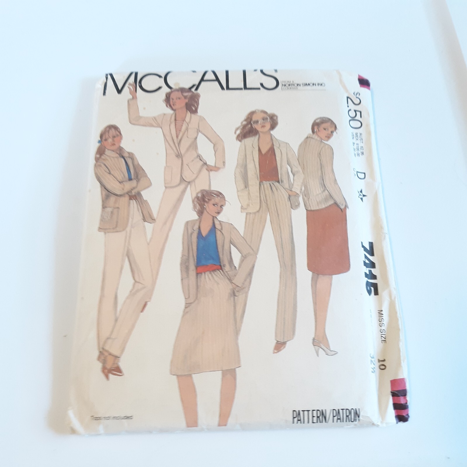 McCalls 7415 Misses Jacket Skirt Pant Size 10 Bust 32.5 Pattern Cut
