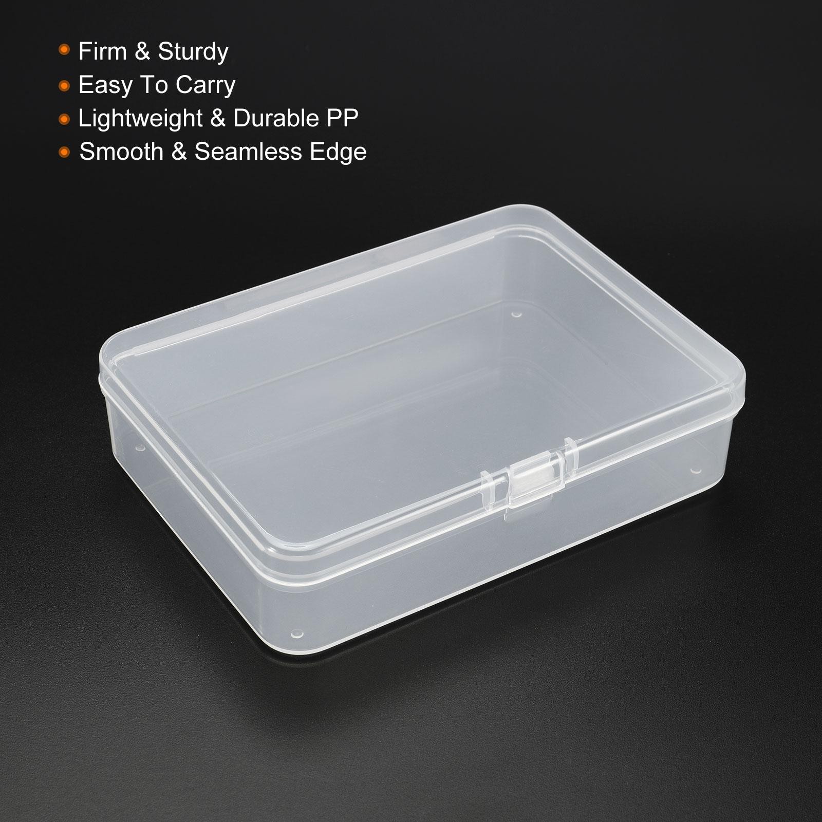 4pcs Clear Storage Container w Hinged Lid 115x85x28mm Plastic Rectangular Box