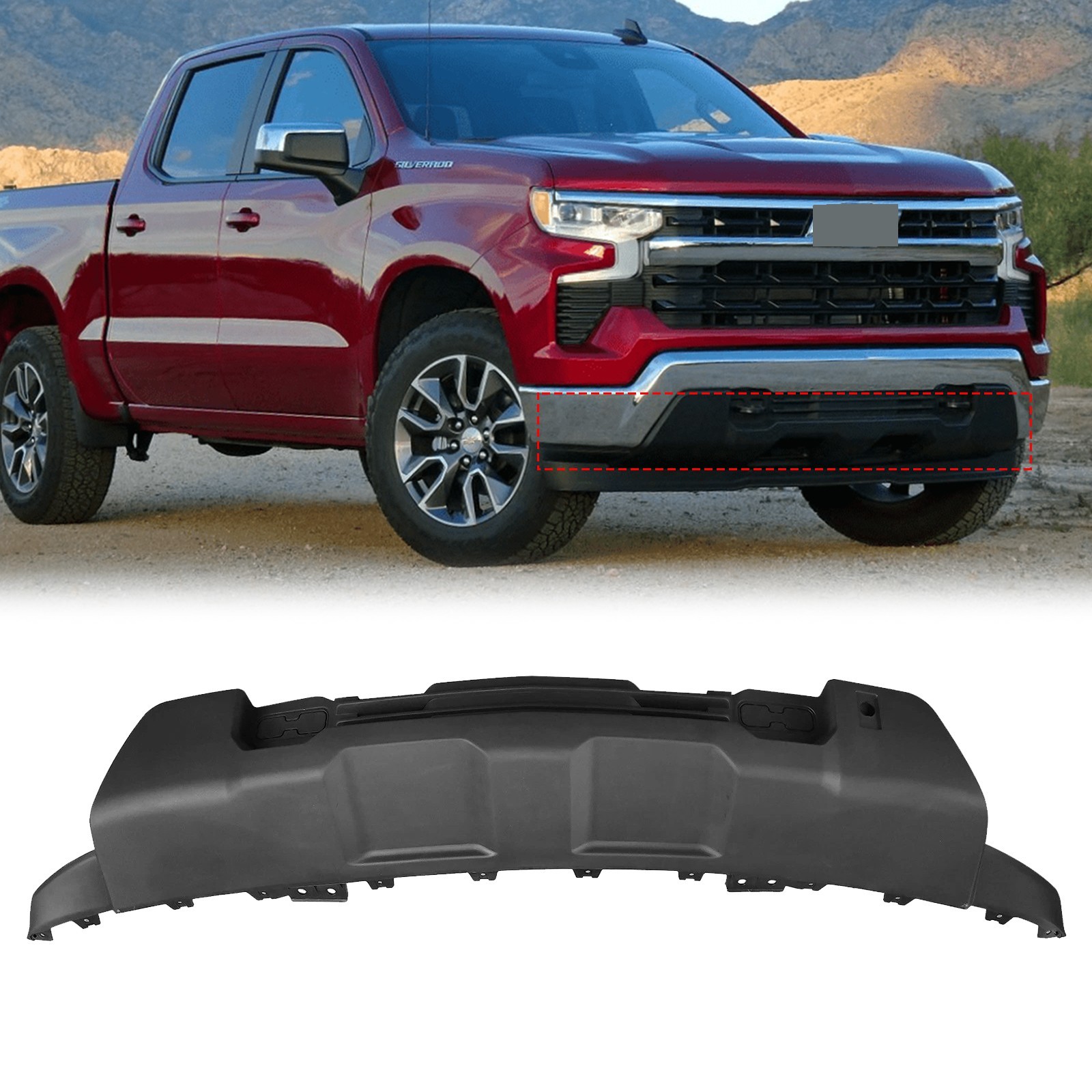 Black Front Bumper Cover Lower For 2022 2023 2024 Chevy Silverado 1500 84878985