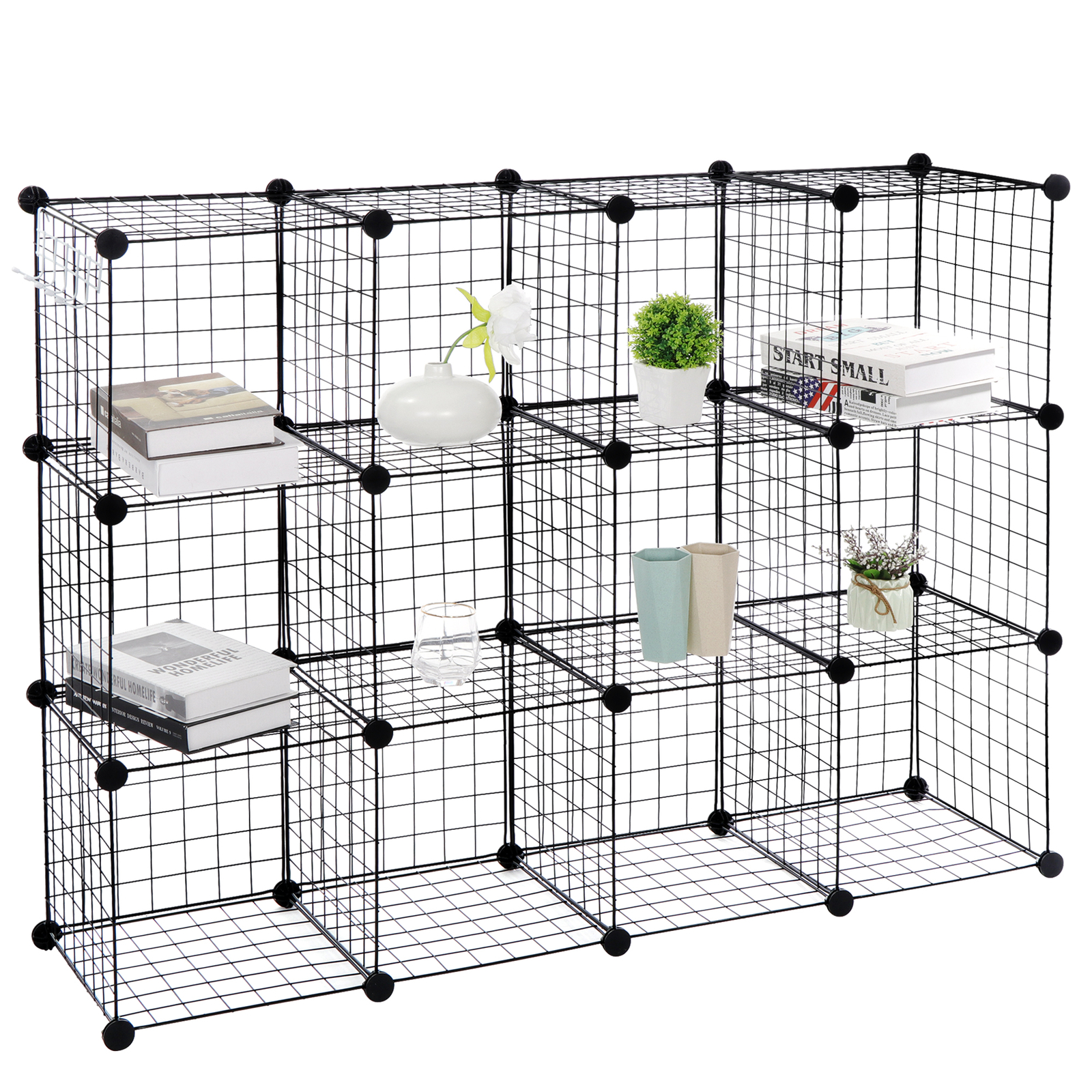 2X 12-Cube Storage Shelf Storage Bins Wire Cube Storage Organizer Modular