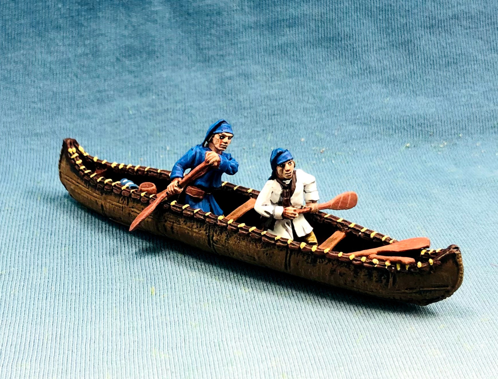 28mm WGS French Indian War FIW Painted French Canoe with 2 x Figures FIW 39