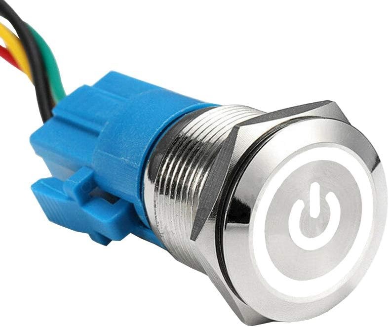 Stainless Steel 19mm 12V 5A Power Symbol Angel Eye Halo Car White LED white
